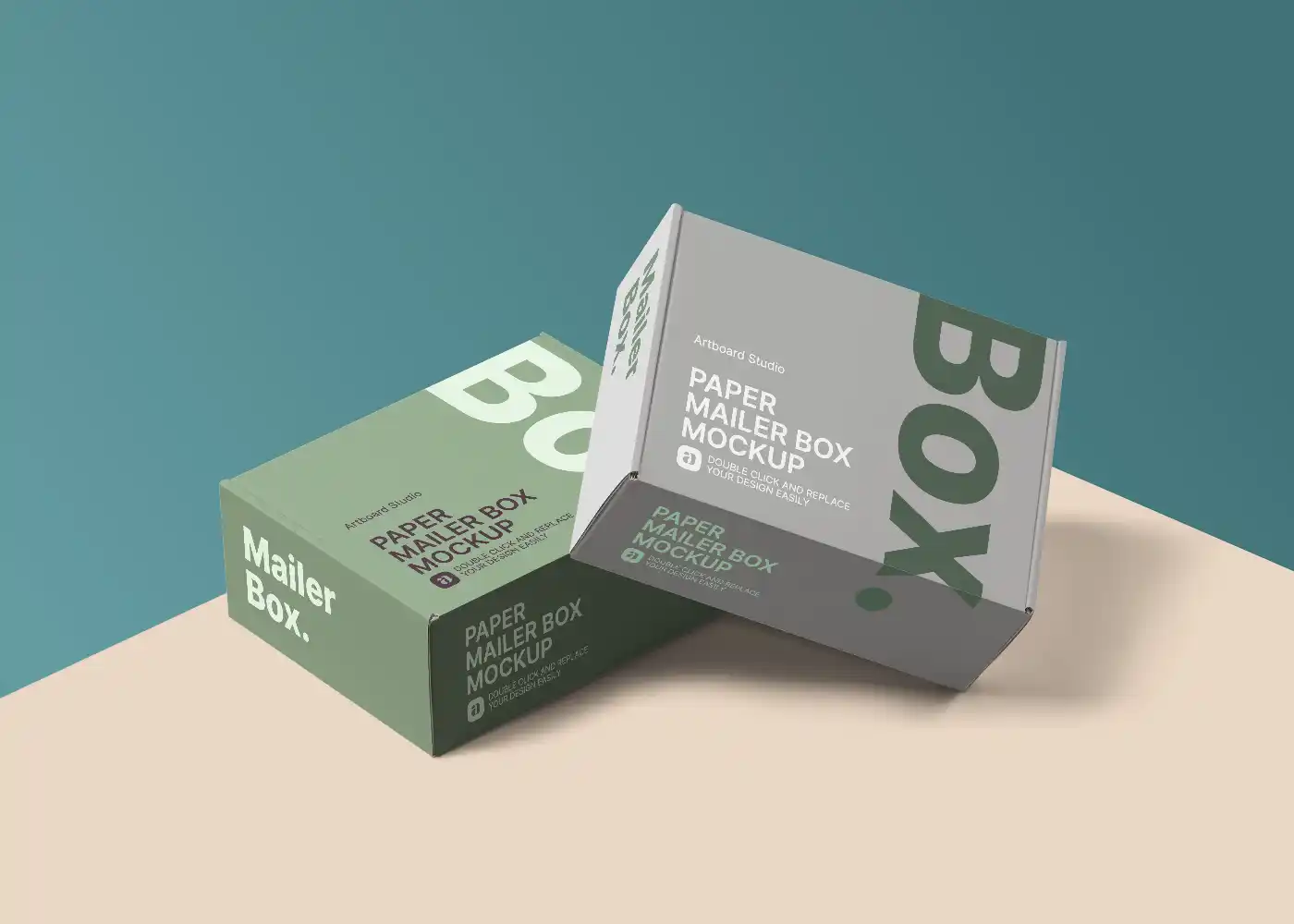 Mailer Box Mockup Stacked Within Prop — Mockup Zone