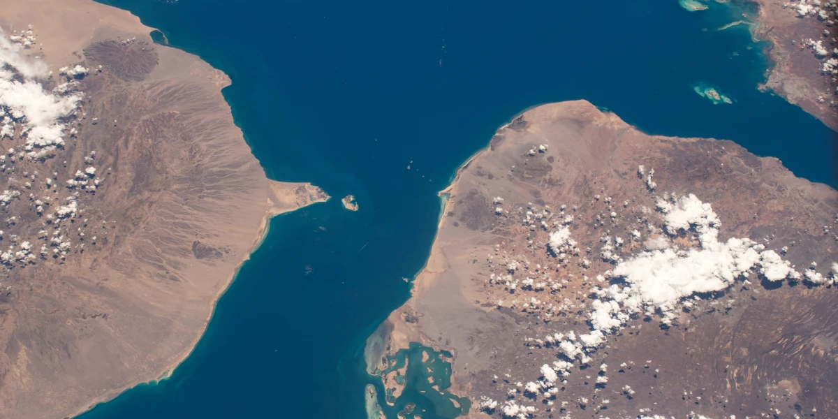 Bab al-Mandeb Strait photo from space by NASA