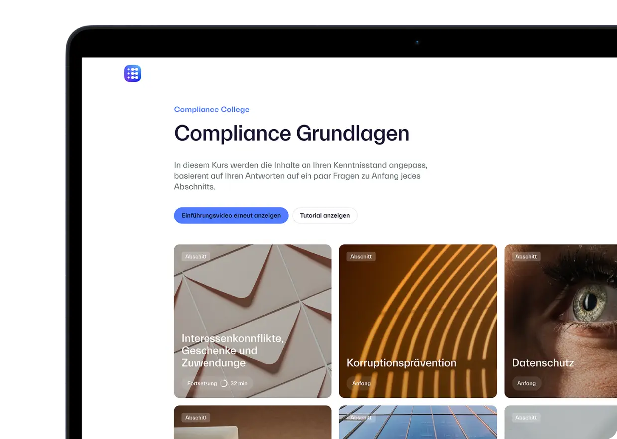 Wireframe showing a Compliance College product dashboard