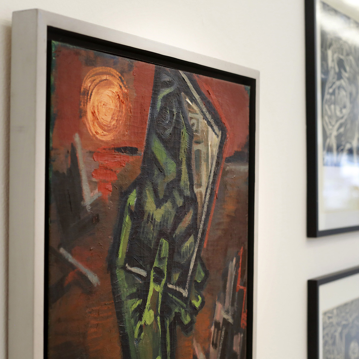 Carl Rabus, Selbst in Spiegelscherbe, 1943, Öl auf Leinwand, Foto: Daniela Tobias © Bürgerstiftung für verfolgte Künste – Else-Lasker-Schüler-Zentrum – Kunstsammlung Gerhard Schneider