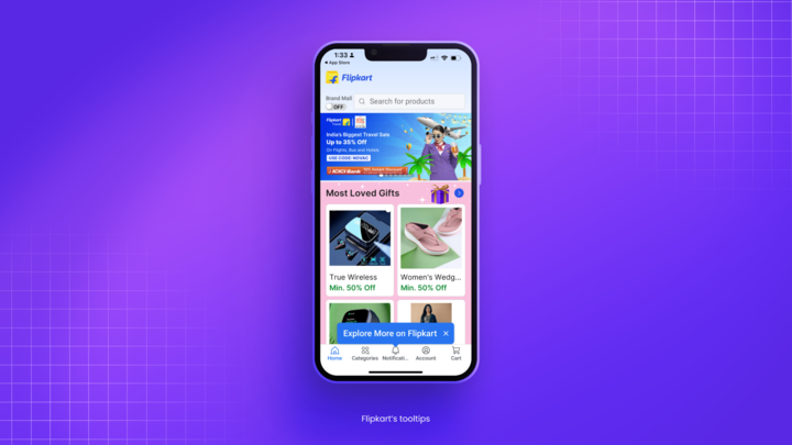 flipkart's tooltips for user onboarding