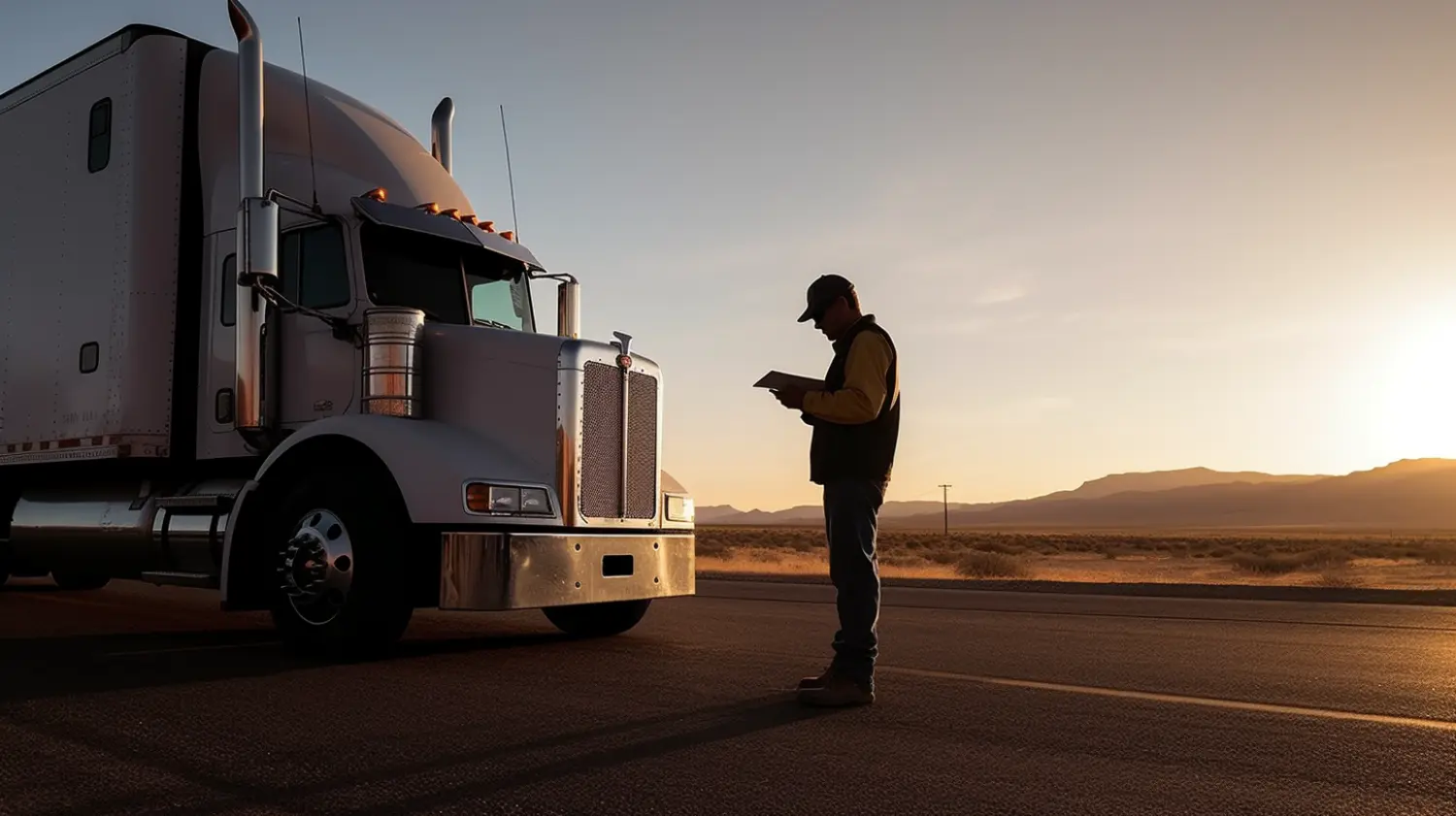 Diesel mechanic performing DOT Inspection on a truck in Jackson, GA