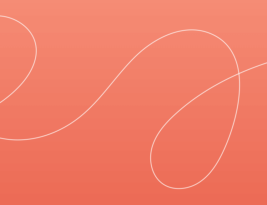 A coral background gradient with a thin string weaving across from left to right