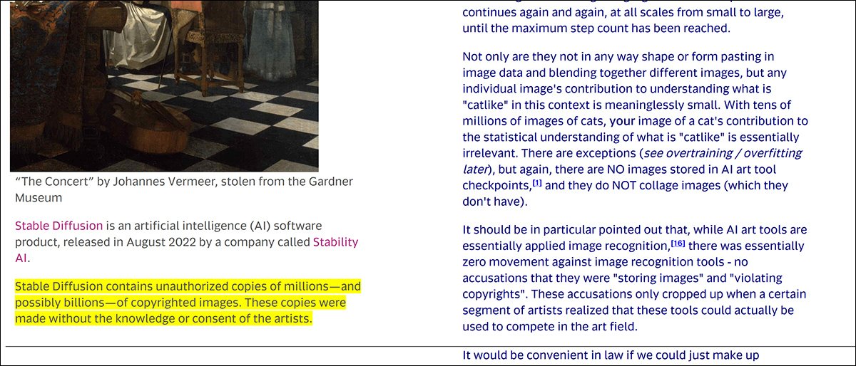 From the original Butterick domain (https://stablediffusionlitigation.com/, left) and the answer domain (http://www.stablediffusionfrivolous.com/), two differing takes on whether Stable Diffusion is ripping artists off or being inspired by them.