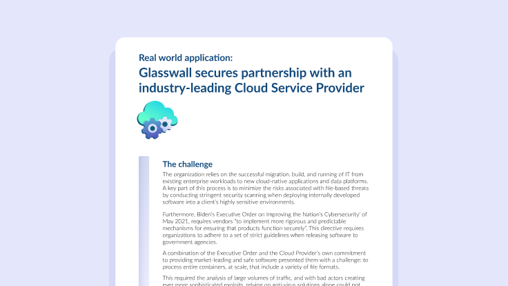 Glasswall secures partnership with an industry-leading Cloud Service Provider