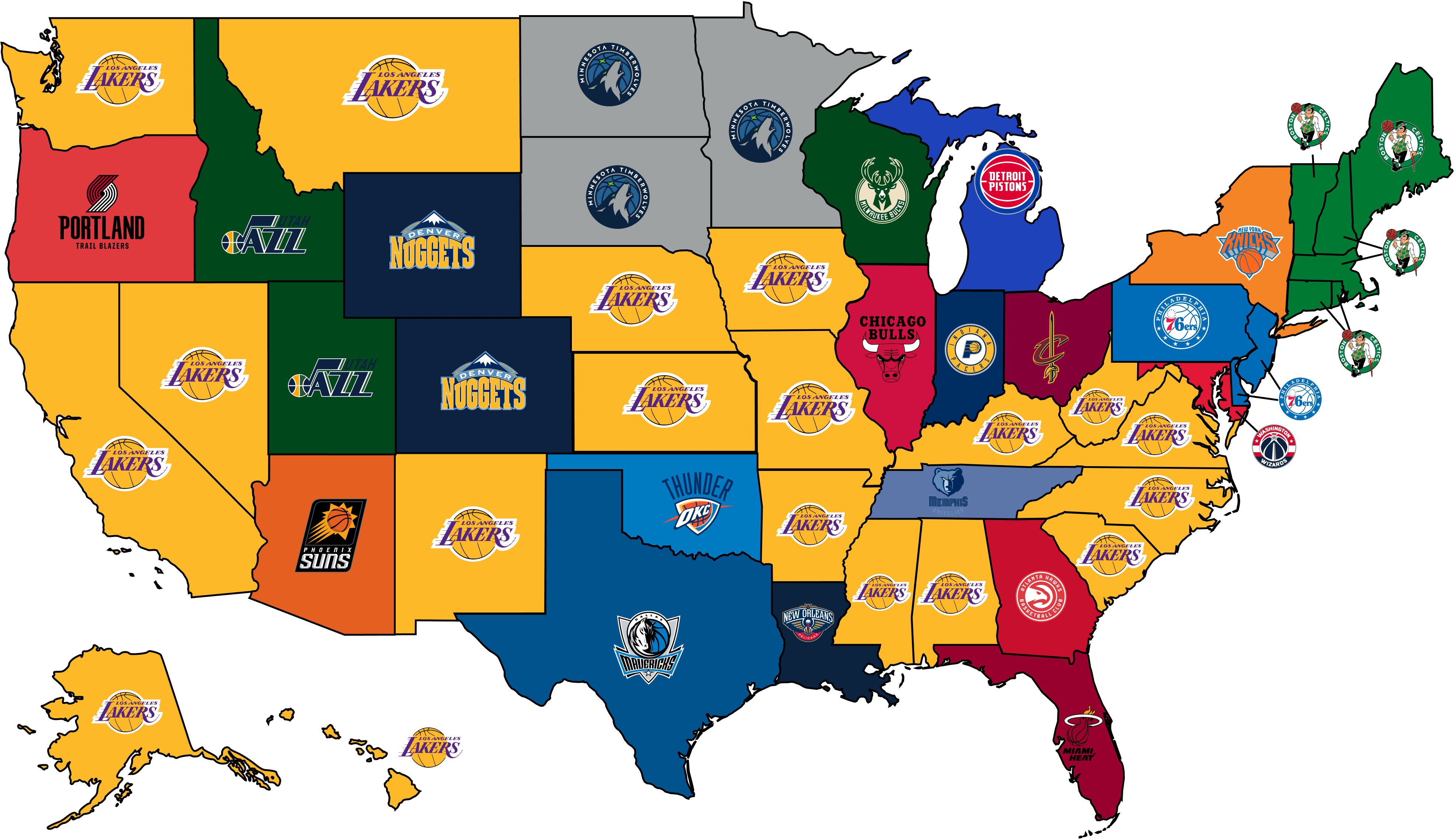Most Popular NBA Team By State 2024
