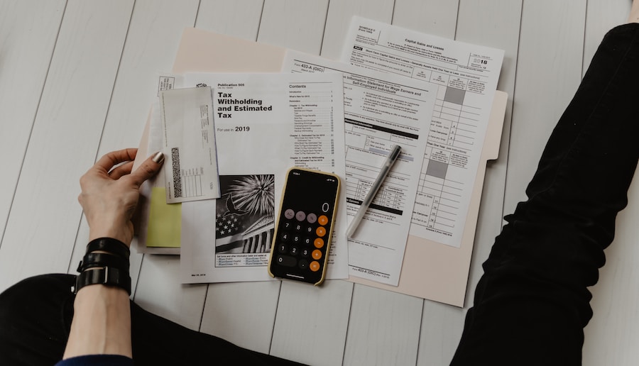 A calculator amongst some tax papers.