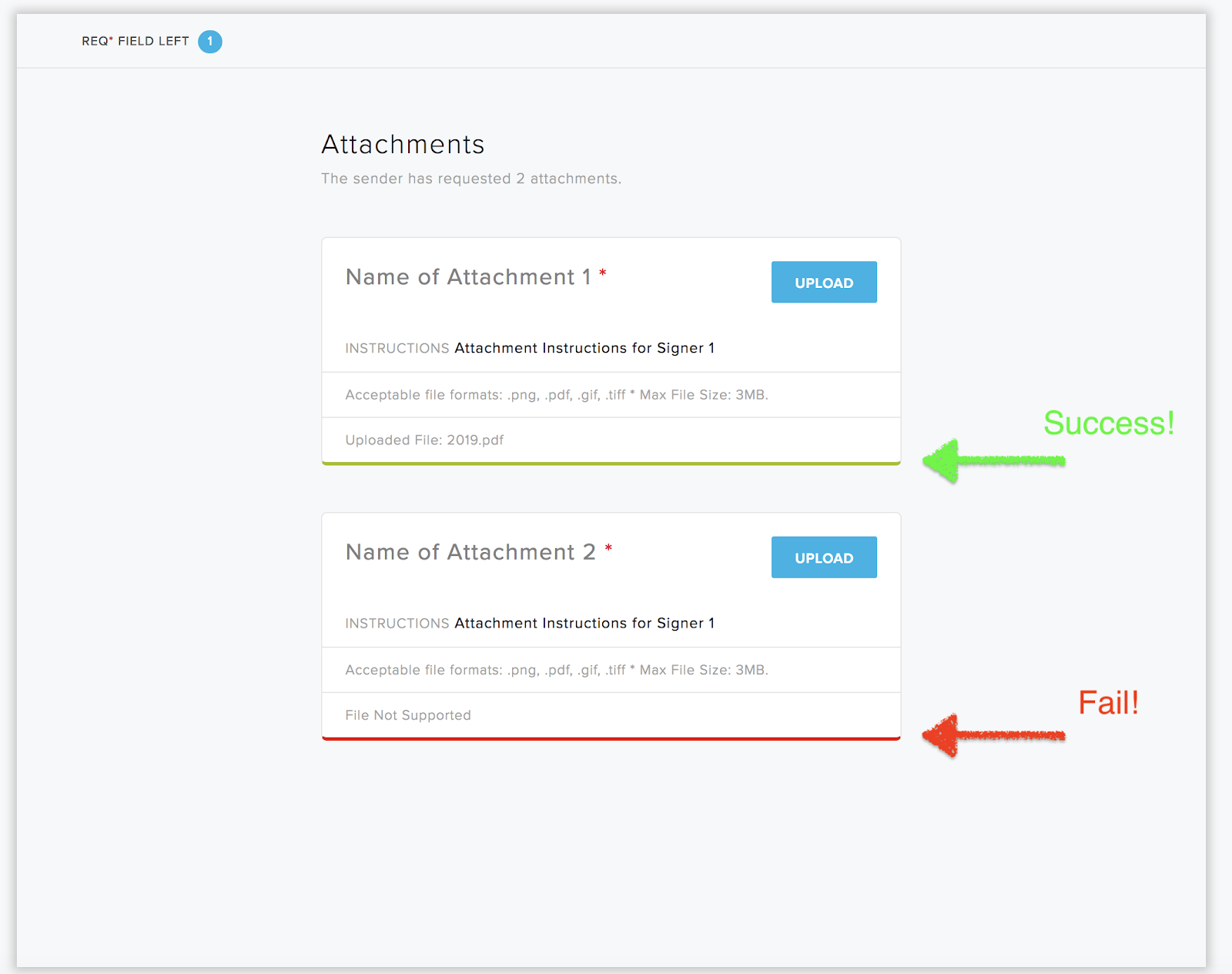 HelloSign API file upload failed due to unsupported file type screenshot