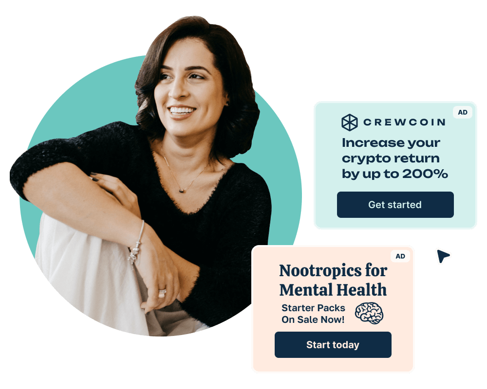 A Person Beside Two Website Ads