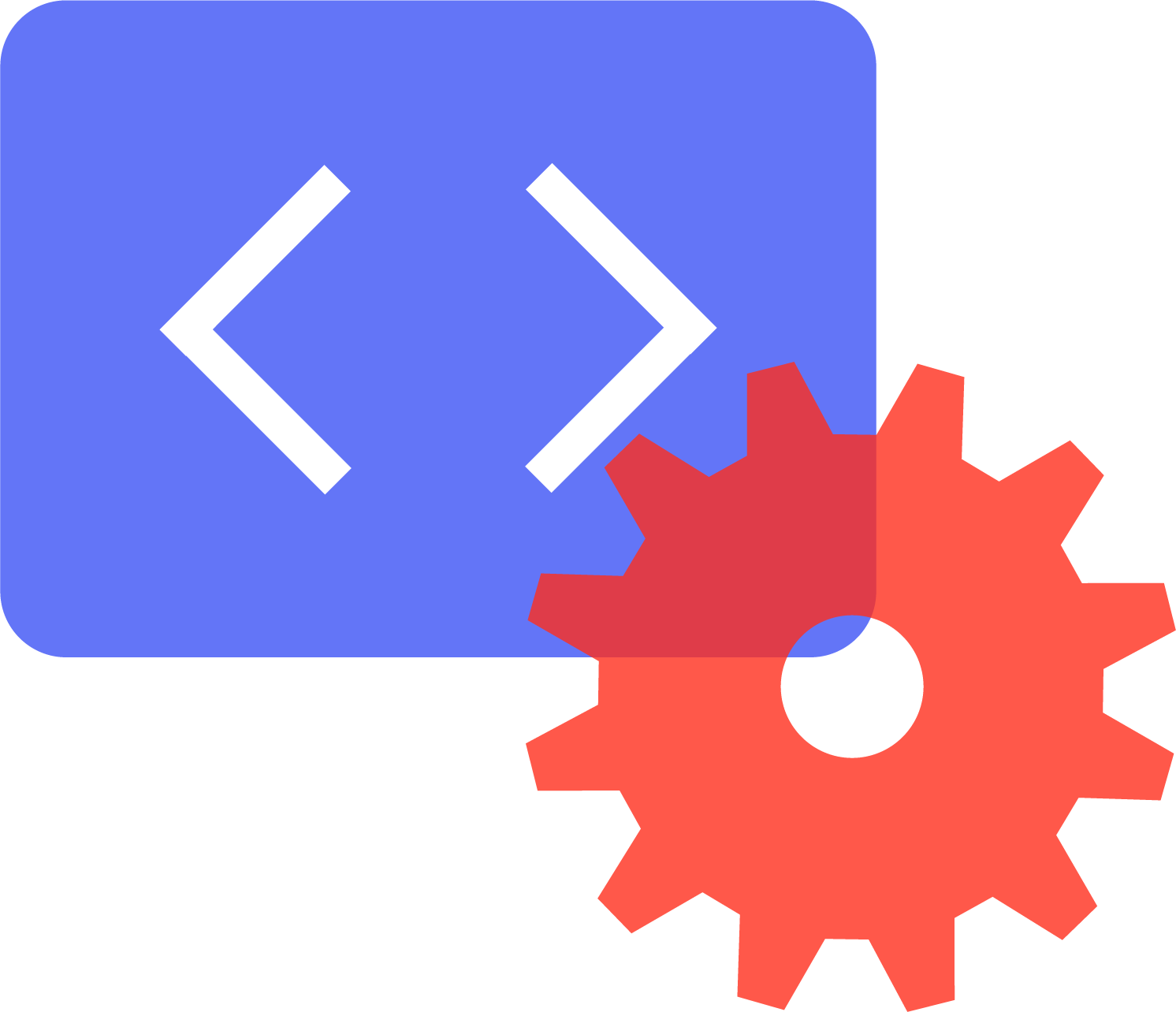 Icon with code block and gear