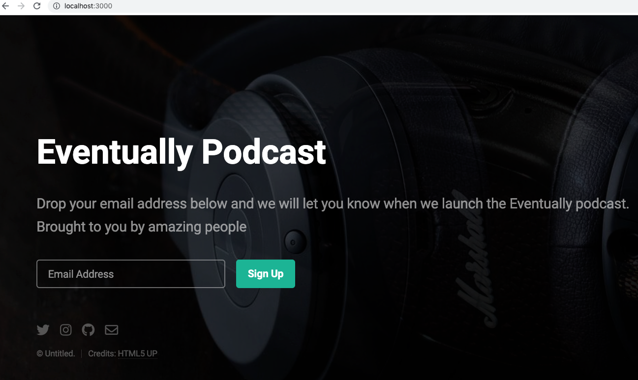 Eventually podcast homepage