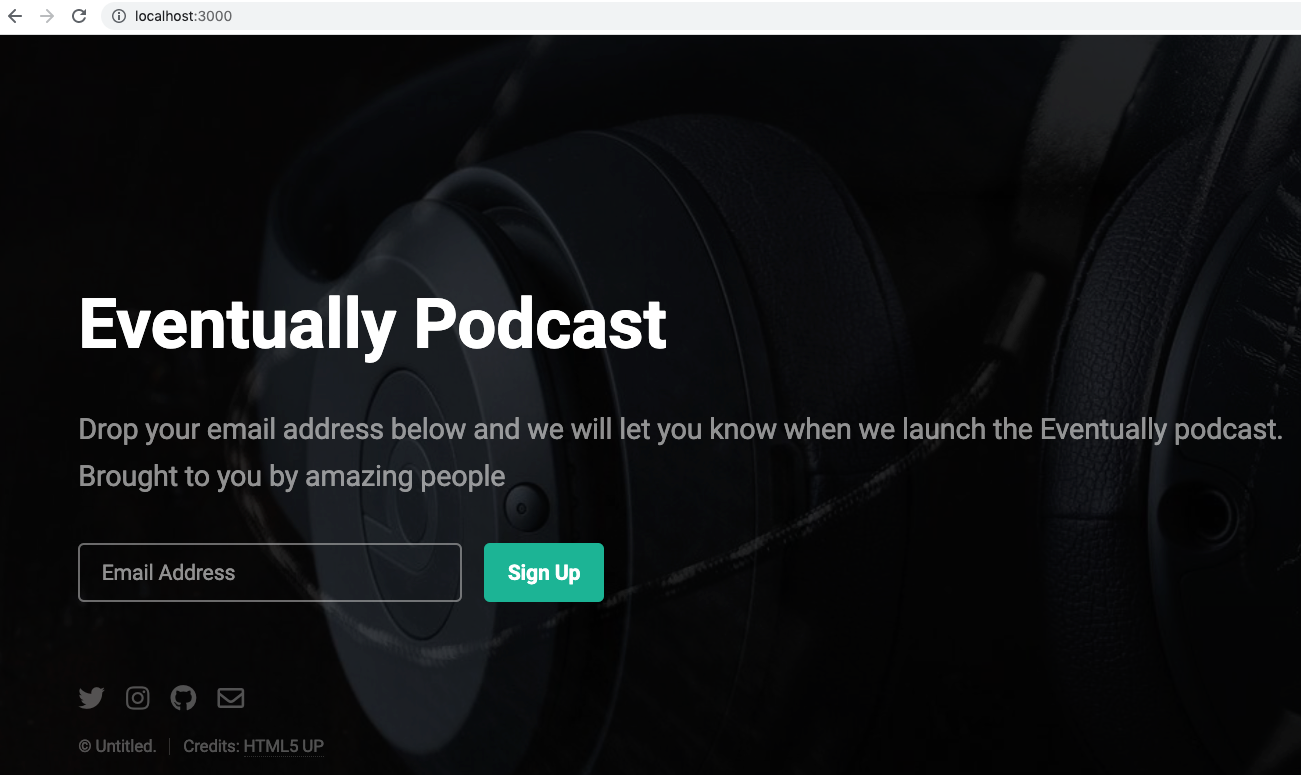 Eventually podcast homepage