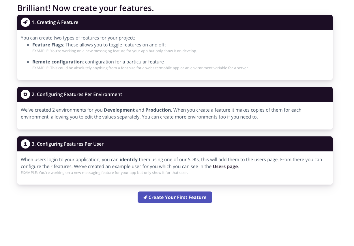 flagsmith ui screenshot for feature creation