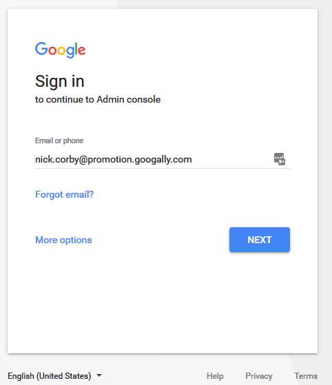 login to g suite admin console