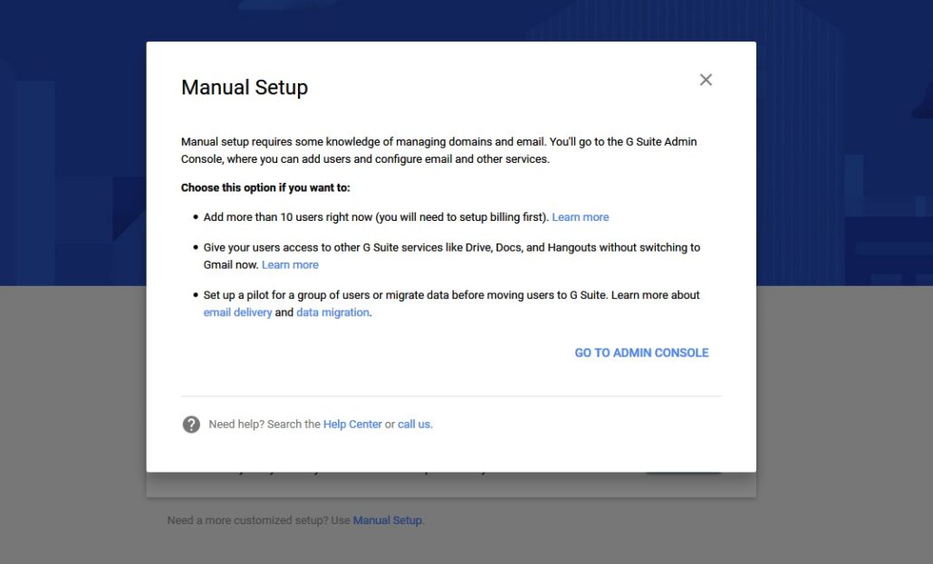 G suite manual domain setup