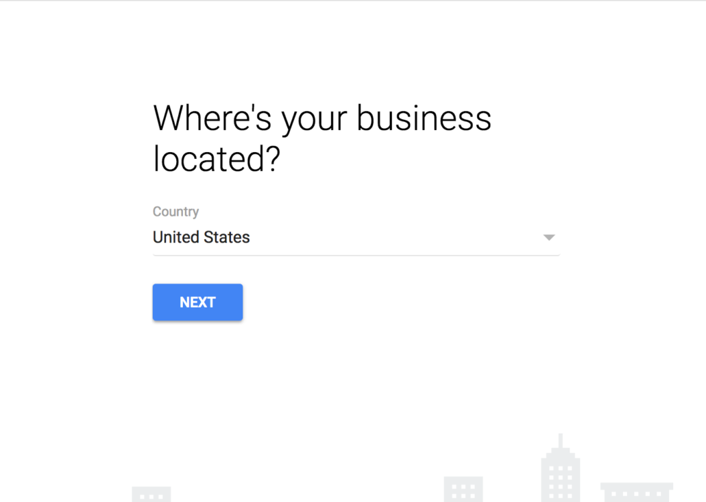 select business location - G suite registration