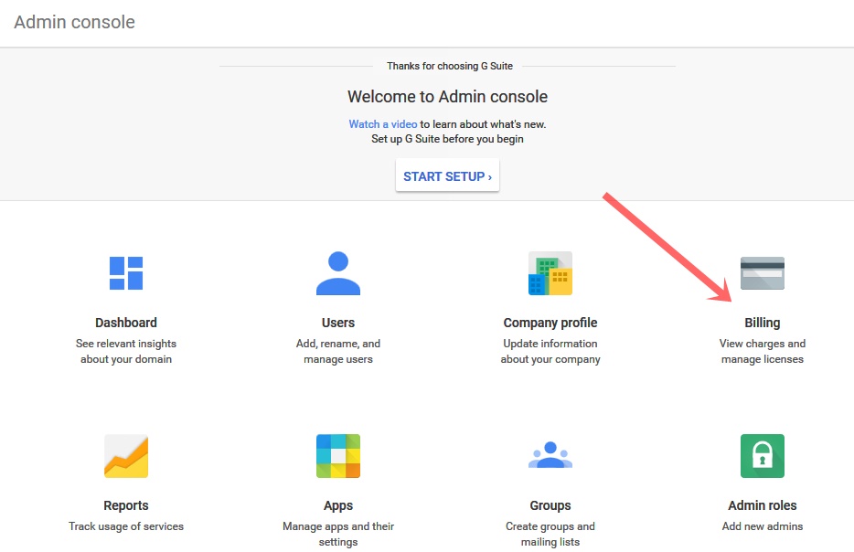 click g suite billing