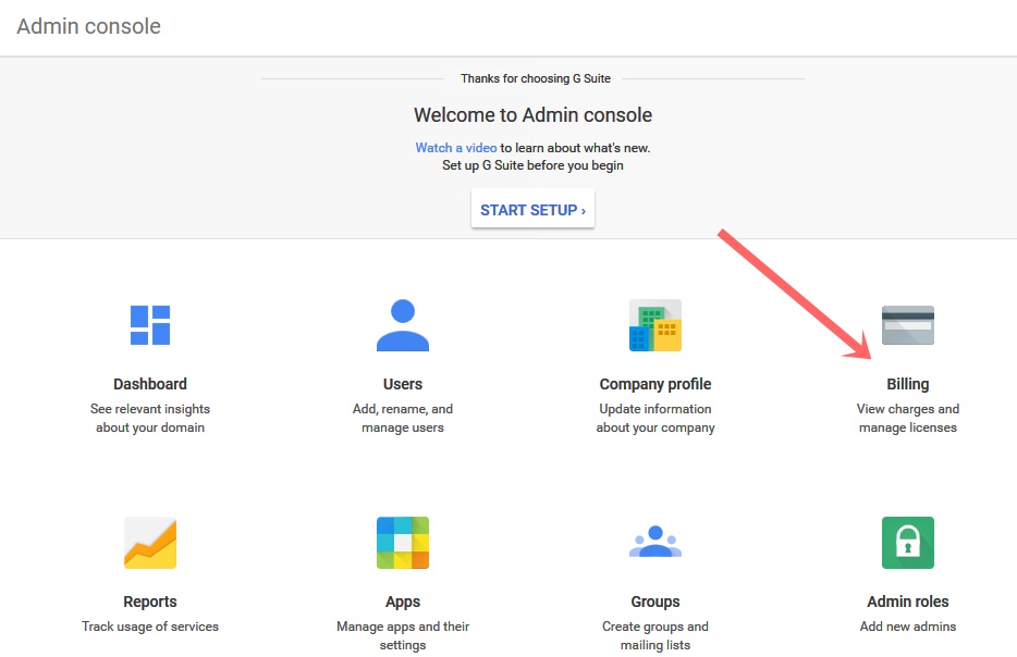 click g suite billing