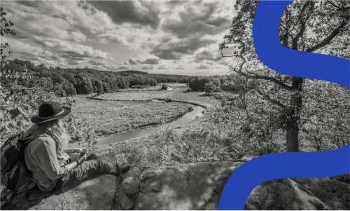 Skånes natur symboliserad med person på ett fält