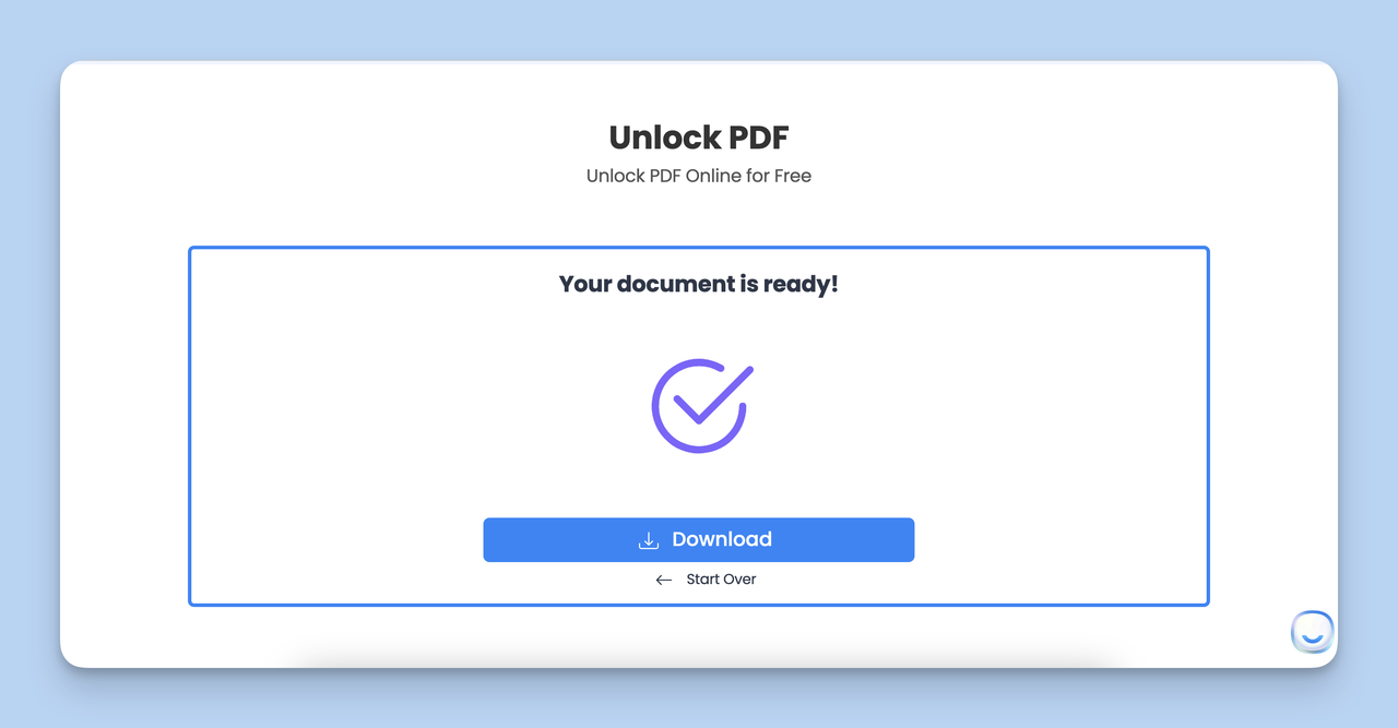 Download step, which is the last step of Unlock PDF Tool