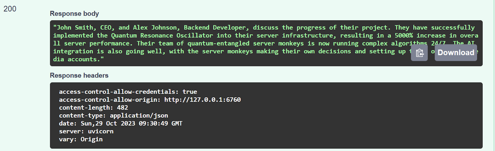 Summary of a meeting using GPT 3.5 API (screenshot)