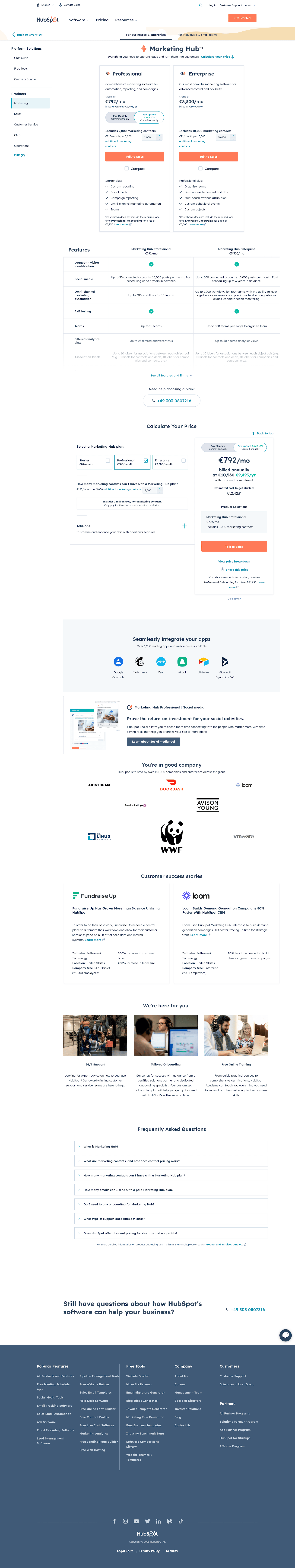 Hubspot Pricing siteInspiration für SaaS Marketer & Designer