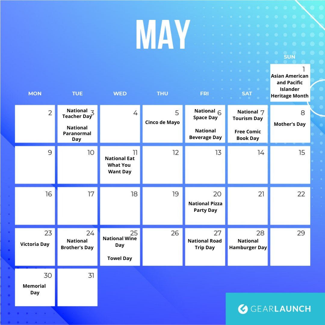 May Holiday Calendar