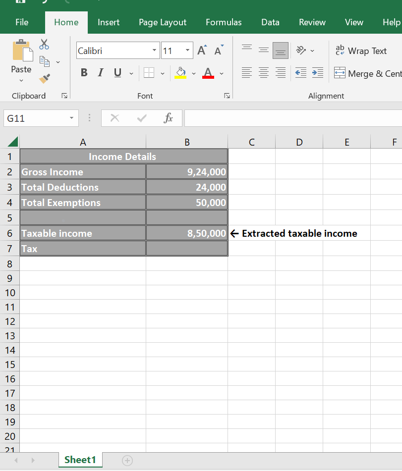 tax calculation formula in excel