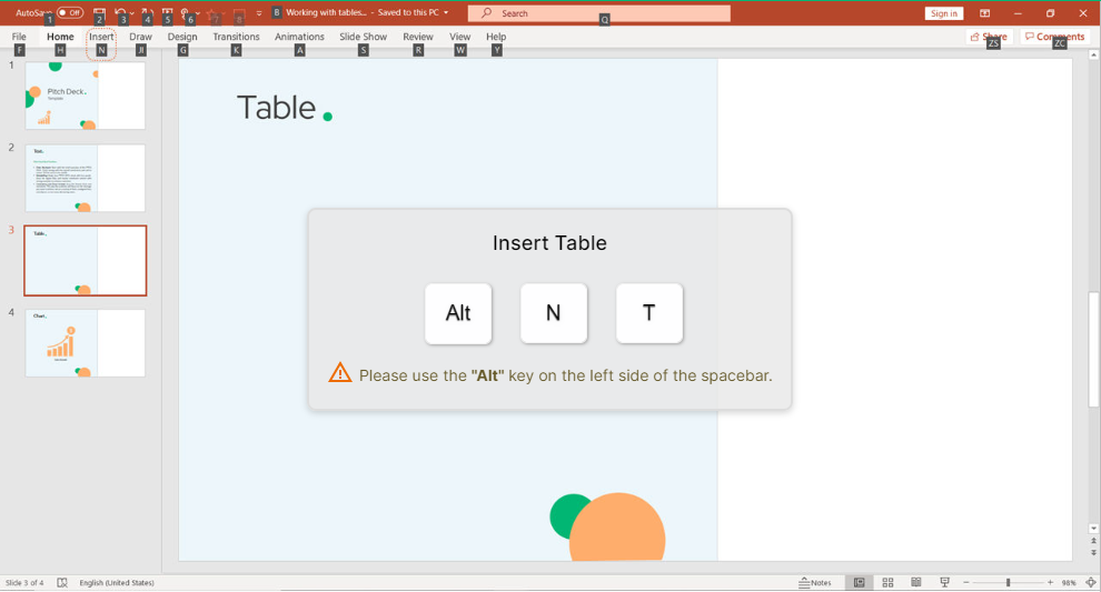 how to create tables in powerpoint
