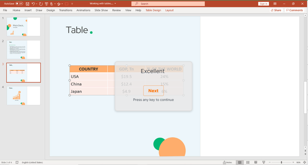how to create tables in powerpoint