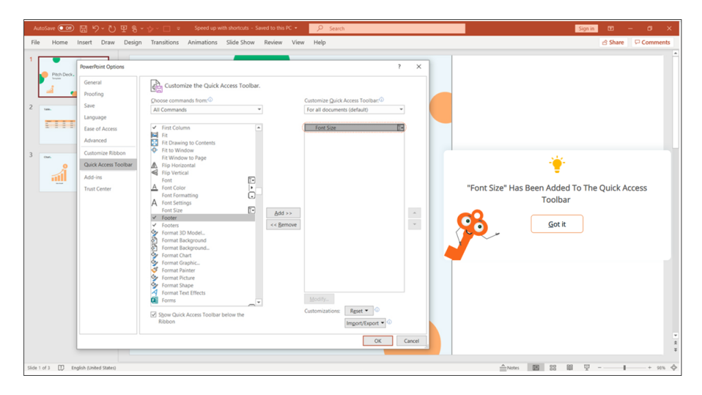 PowerPoint ribbon QAT