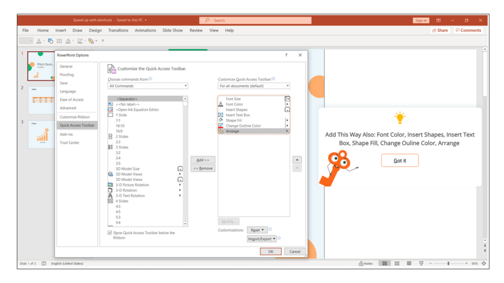 PowerPoint ribbon QAT