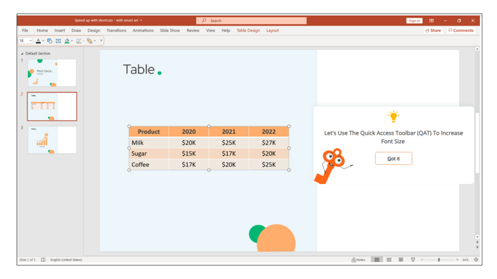 PowerPoint ribbon QAT