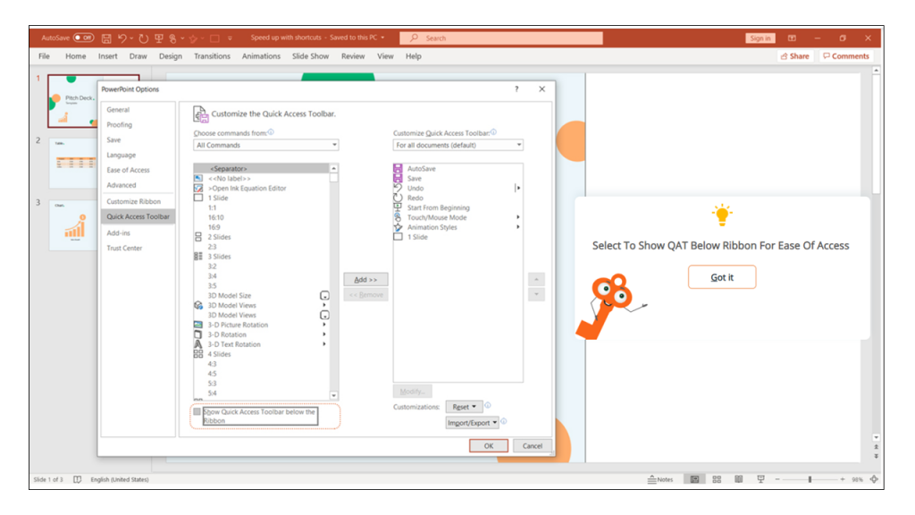 PowerPoint ribbon QAT