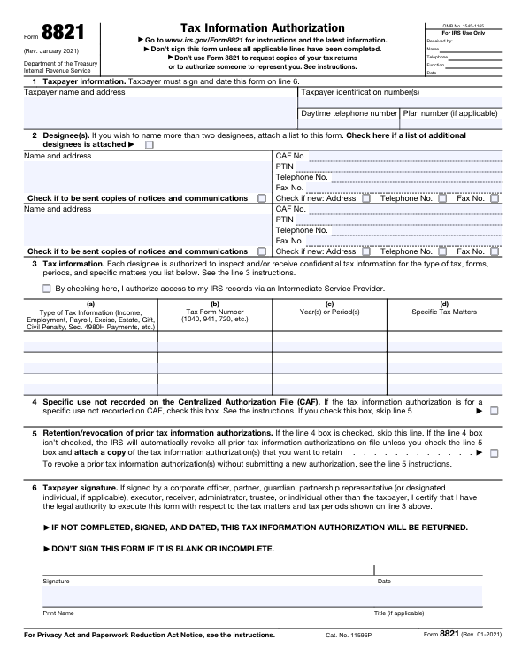 Irs Form 8821 Tax Information Authorization Guide Irs Form 8821 Tax Information Authorization Guide