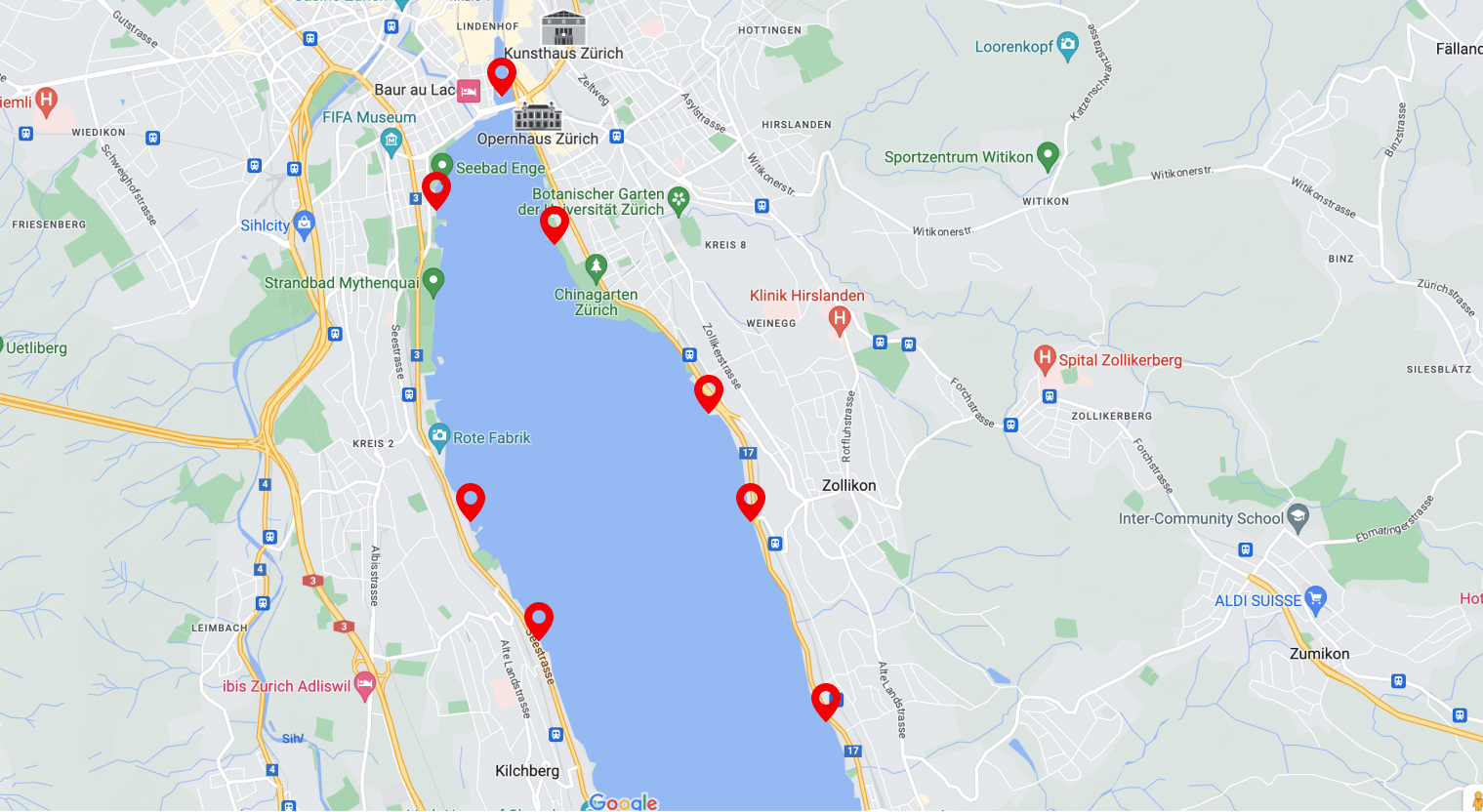 Kartenübersicht der Häfen die wir anlaufen