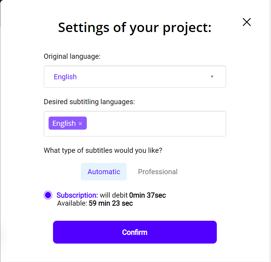 setting your project on checksub : closed captions