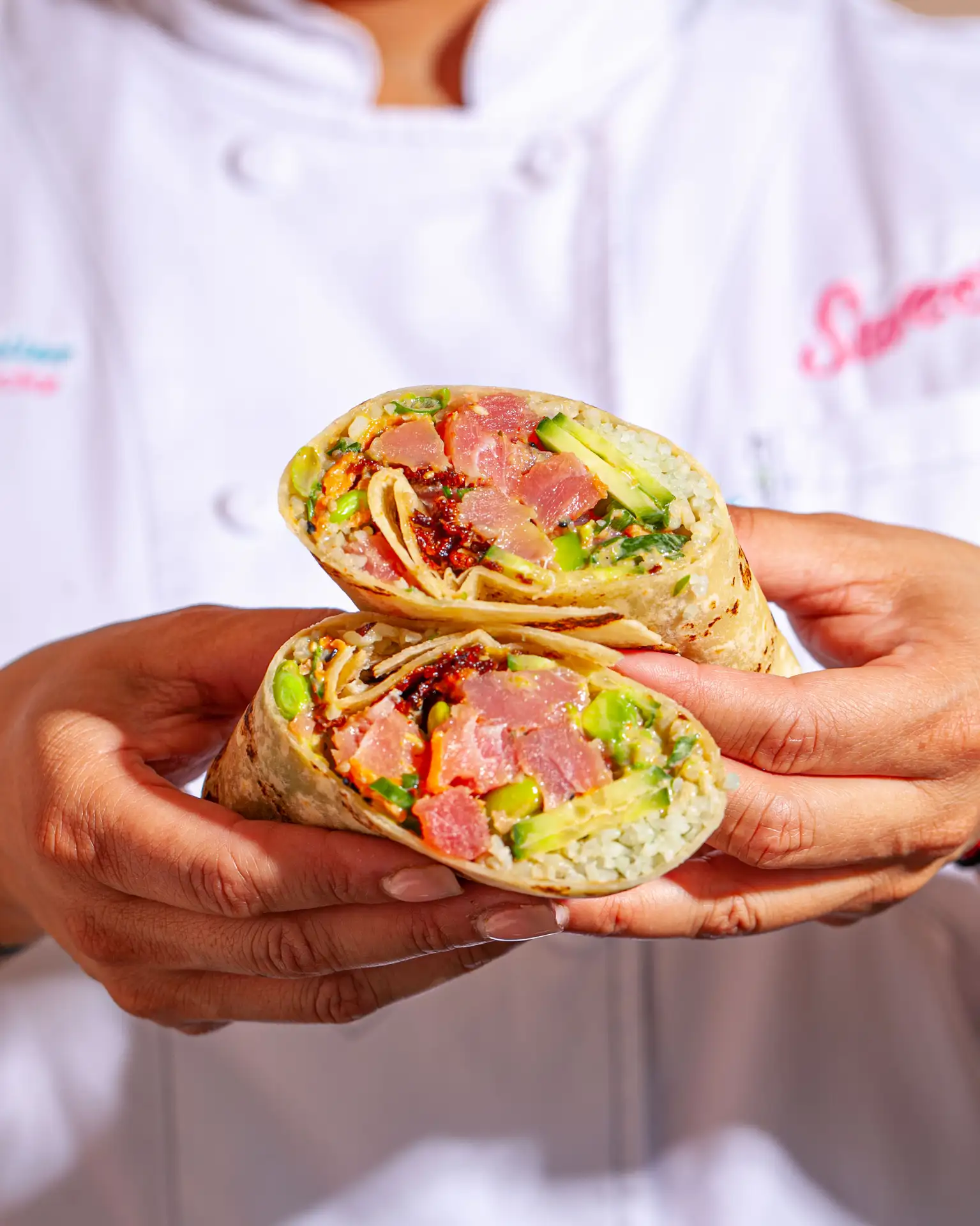 Spicy Yellowfin Tuna Poke Burrito Healthy Lunch Sweetfin