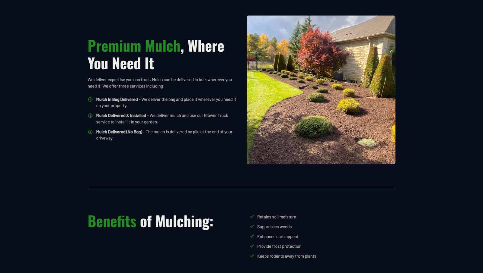 Professional Mulch Spreading with Blower Trucks Gray's Landscaping