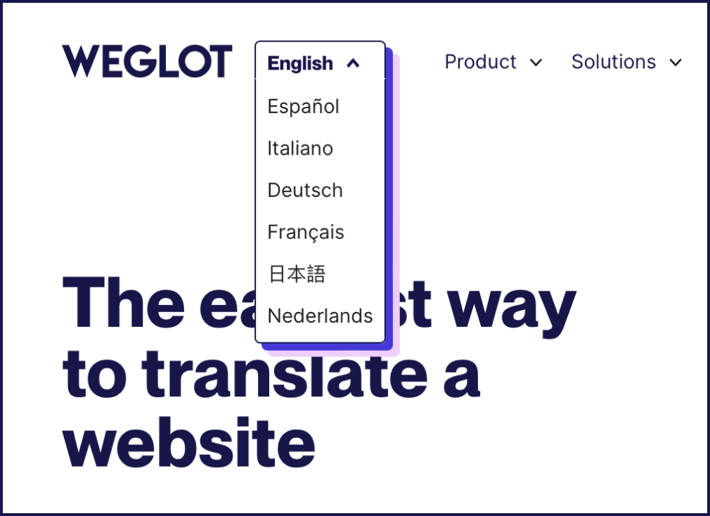 Weglot's website language selector