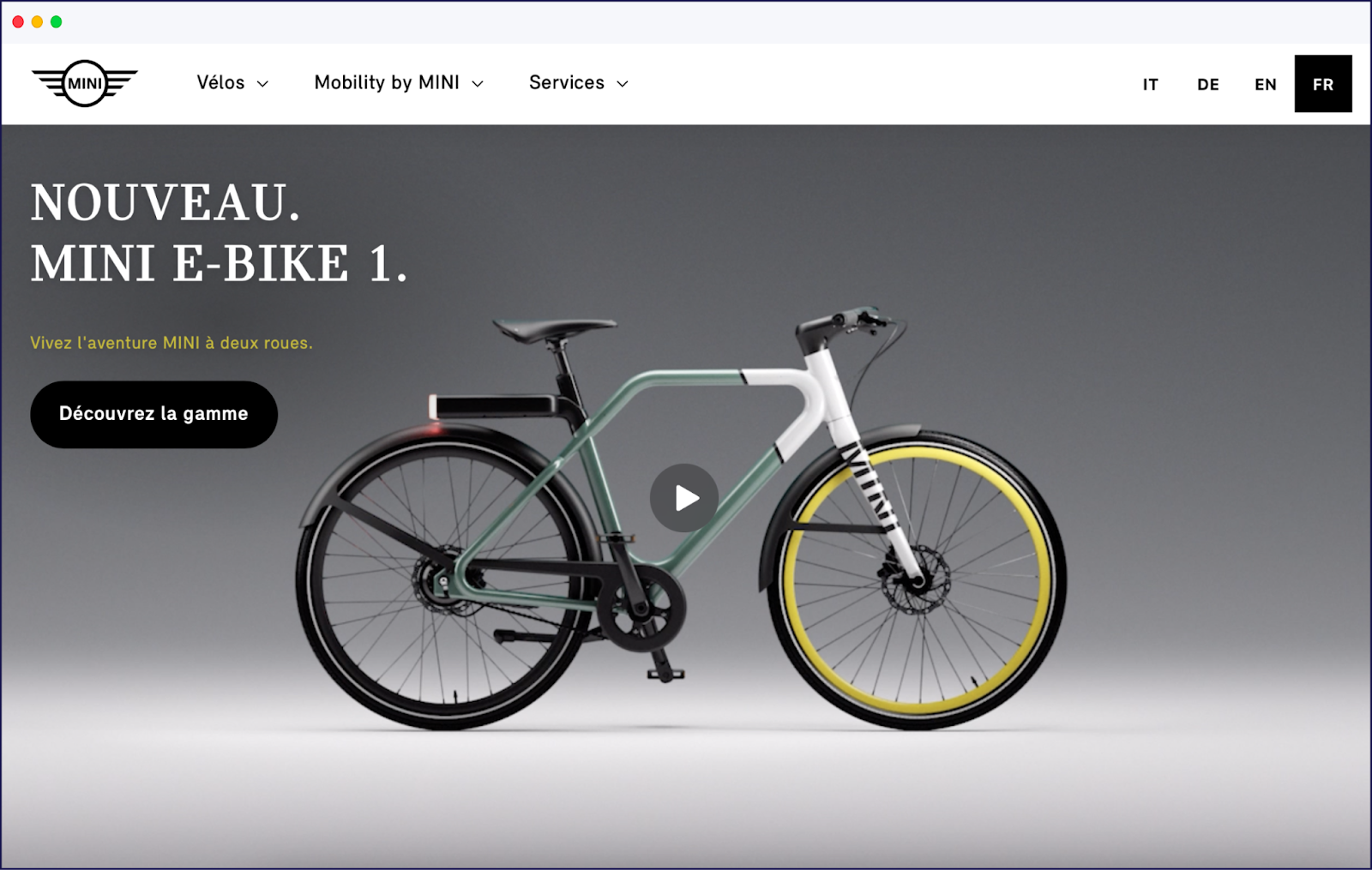 MINI's website language selector
