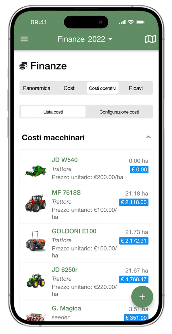 App per il monitoraggio costi dei macchinari agricoli