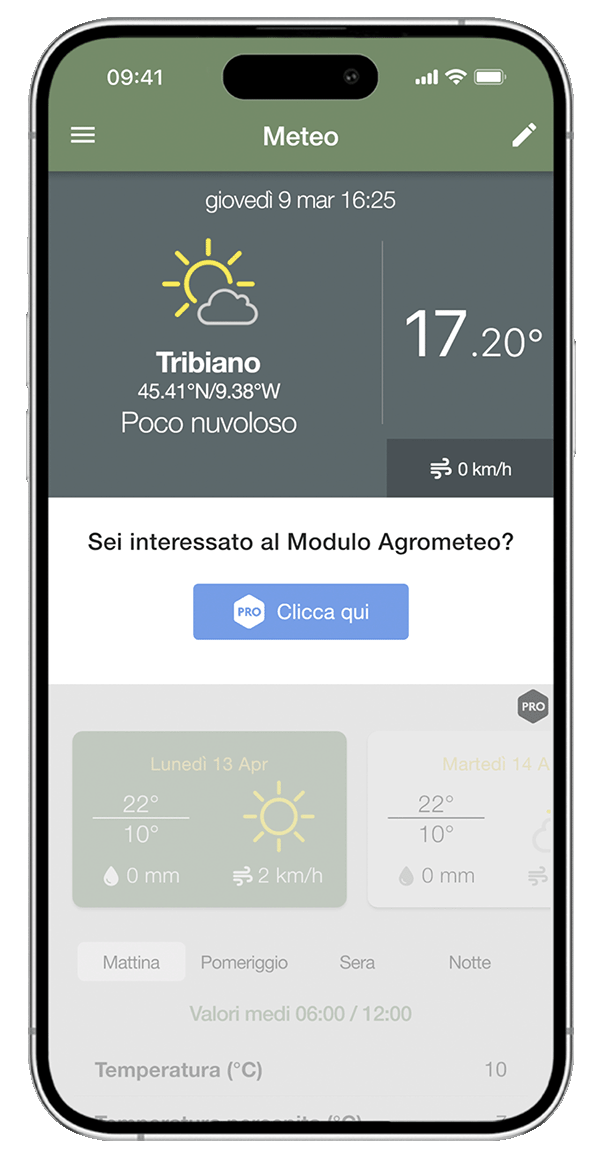 App monitoraggio situazione metereologica xFarm - smartphone
