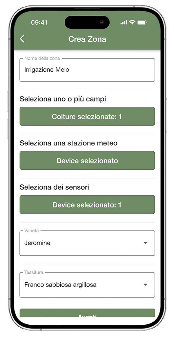 App controllo strategia irrigua xFarm - smartphone