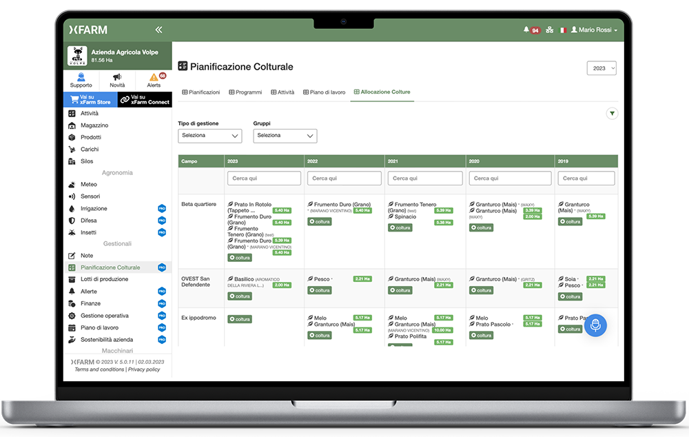 Software per pianificazione rotazioni colturali - xFarm