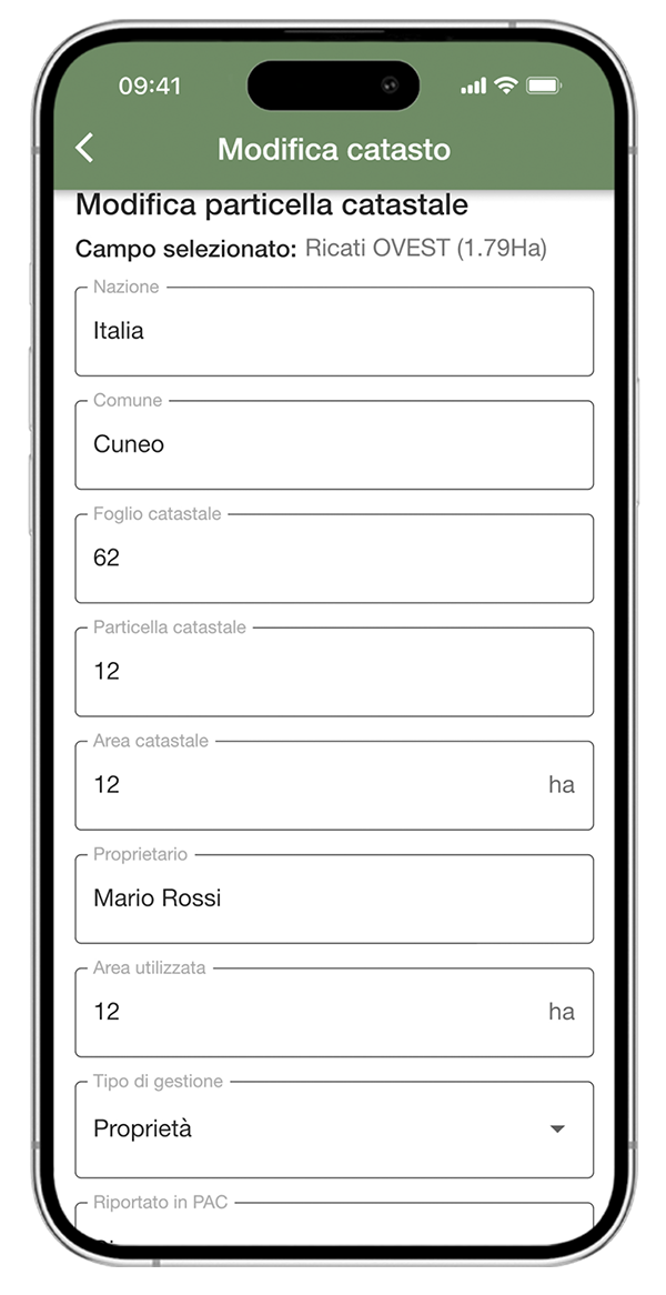 Registrare informazioni catastali campi su app - xFarm