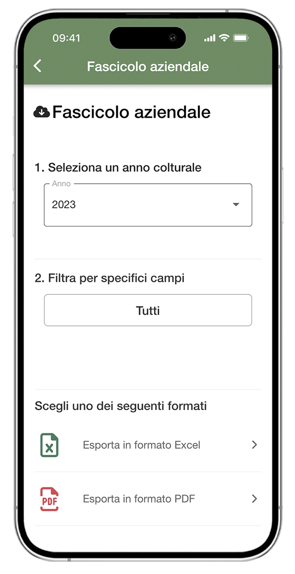 Esportazione del quaderno di campagna digitale
