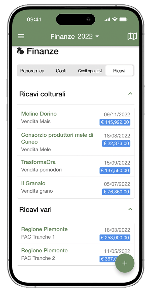 Report di costi e ricavi dell'azienda agricola - xFarm