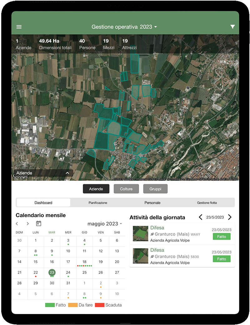 App gestione azienda agricola xFarm - tablet