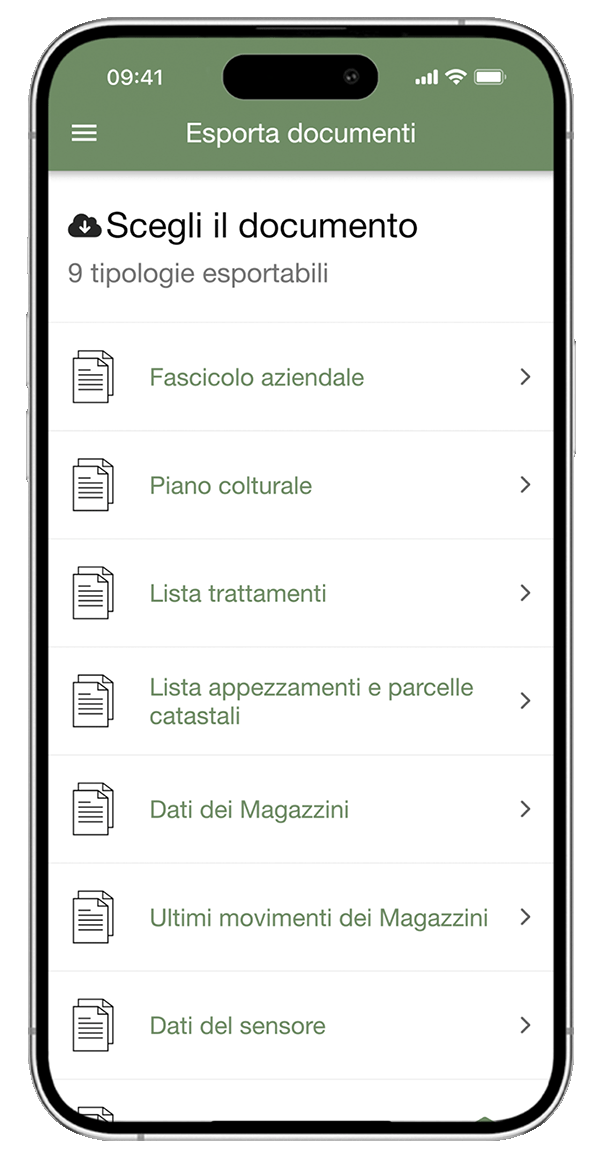 Esportazione documenti agricoli - xFarm
